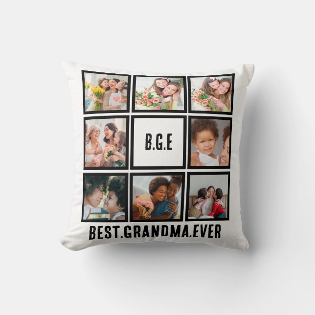 Personalised Best Grandma Ever 8 Photo Collage Cushion (Front)