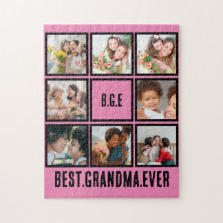 Personalised Best Grandma Ever 8 Photo Collage Jigsaw Puzzle