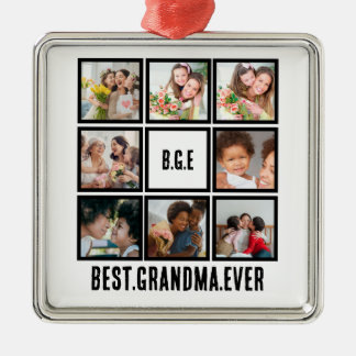 Personalised Best Grandma Ever 8 Photo Collage Metal Ornament