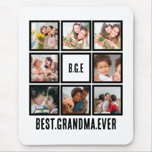 Personalised Best Grandma Ever 8 Photo Collage T-S Mouse Pad