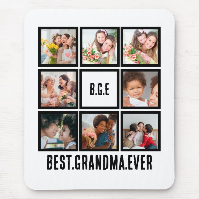 Personalised Best Grandma Ever 8 Photo Collage T-S Mouse Pad (Front)