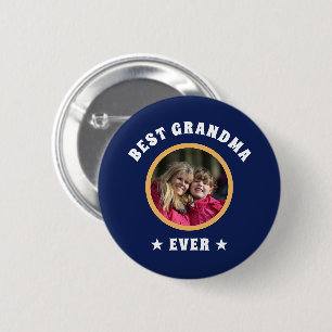 Personalised Best Grandma Ever Custom Family Photo 6 Cm Round Badge