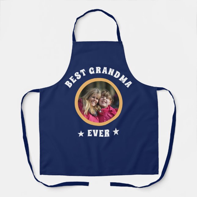 Personalised Best Grandma Ever Custom Family Photo Apron (Front)