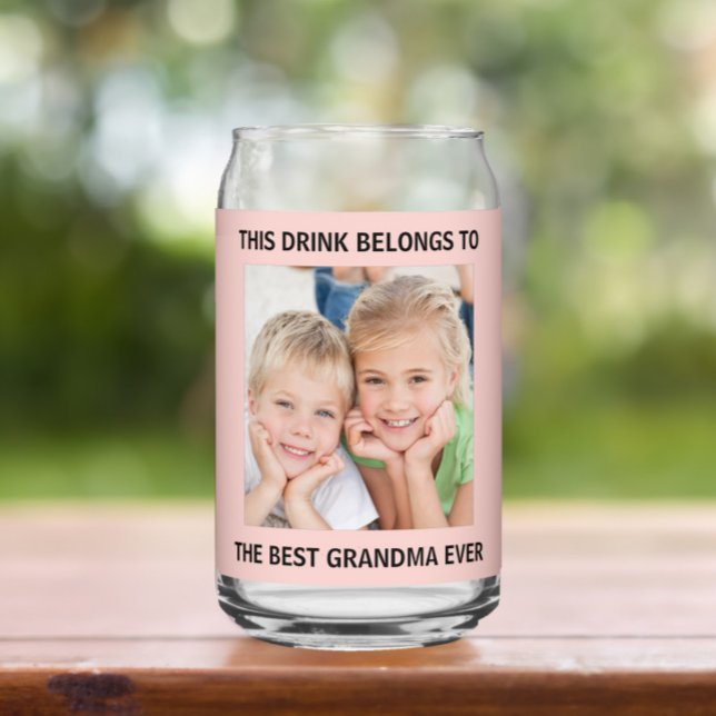  Personalised Best Grandma Ever Photo Pink Can Glass (Creator Uploaded)