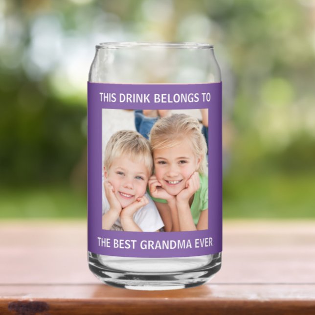  Personalised Best Grandma Ever Photo Purple Can Glass (Creator Uploaded)
