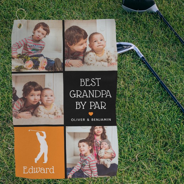 Personalised Best Grandpa by Par Photo Gift Golf Towel (Creator Uploaded)
