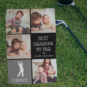 Personalised Best Grandpa by Par Photo Gift Golf Towel
