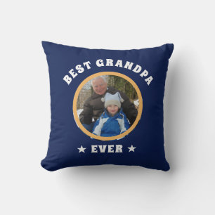 Personalised Best Grandpa Ever Custom Family Photo Cushion