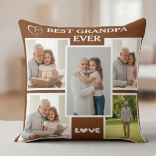Personalised Best Grandpa Ever Photo Collage Cushion