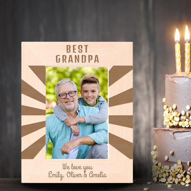 Personalised Best Grandpa Sun Burst Keepsake  Etched Frames (Creator Uploaded)