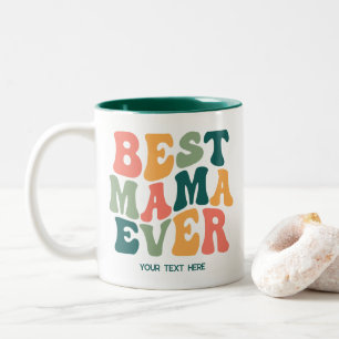 Personalised Best Mama Ever Colourful Groovy Trave Two-Tone Coffee Mug