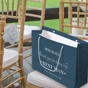 Personalised Best Man Blue Thank You Large Gift Bag