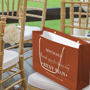Personalised Best Man Burnt Orange Thank You Large Gift Bag