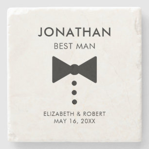 Personalised Best Man Gift Modern Tuxedo Wedding Stone Coaster
