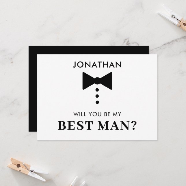 Personalised Best Man Proposal Modern Tuxedo  Invitation (Front/Back In Situ)
