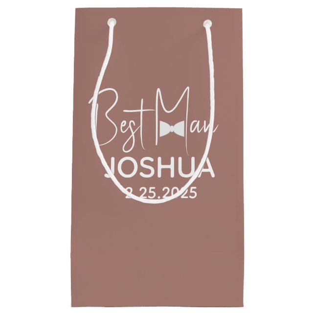 Personalised Best Man Wedding Modern  Small Gift Bag (Front)