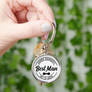 Personalised Best Man with Name and Wedding Date Key Ring