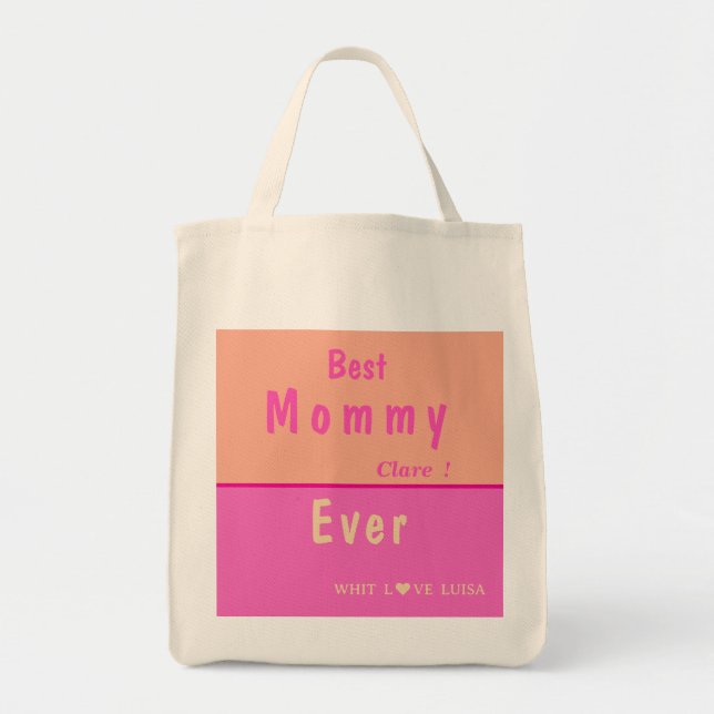  Personalised BEST MOM EVER PINK &ROSE Tote Bag (Front)