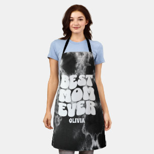 Personalised Best Mum Ever Black Tie Dye  Apron
