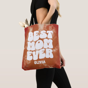 Personalised Best Mum Ever Brown Tie Dye Tote Bag