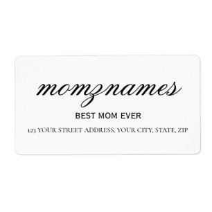 Personalised Best Mum Ever Calligraphy Name