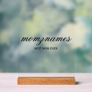 Personalised Best Mum Ever Calligraphy Name Acrylic Sign