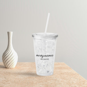 Personalised Best Mum Ever Calligraphy Name Acrylic Tumbler