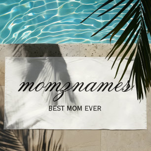 Personalised Best Mum Ever Calligraphy Name Beach Towel