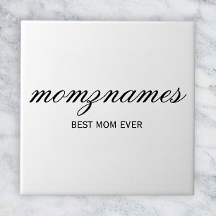 Personalised Best Mum Ever Calligraphy Name Ceramic Tile