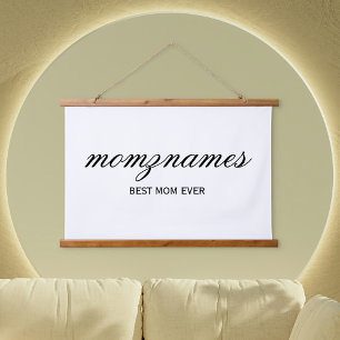 Personalised Best Mum Ever Calligraphy Name Hanging Tapestry