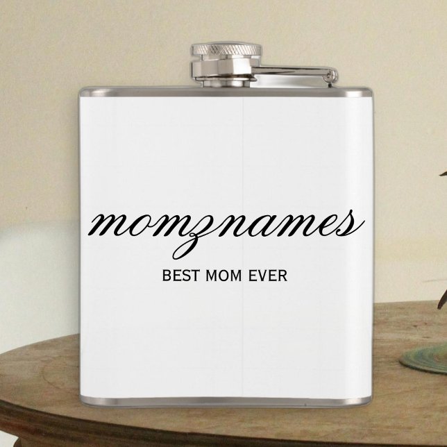 Personalised Best Mum Ever Calligraphy Name Hip Flask (Creator Uploaded)