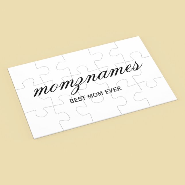 Personalised Best Mum Ever Calligraphy Name Jigsaw Puzzle (Creator Uploaded)