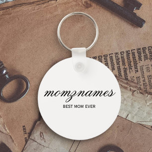 Personalised Best Mum Ever Calligraphy Name Key Ring