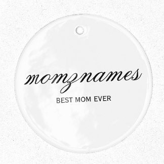 Personalised Best Mum Ever Calligraphy Name Metal Tree Decoration