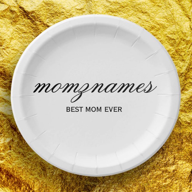 Personalised Best Mum Ever Calligraphy Name Paper Plate (Creator Uploaded)