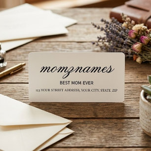 Personalised Best Mum Ever Calligraphy Name Return Address Label