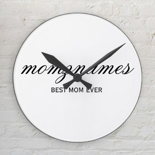 Personalised Best Mum Ever Calligraphy Name Round Clock