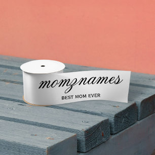 Personalised Best Mum Ever Calligraphy Name Satin Ribbon