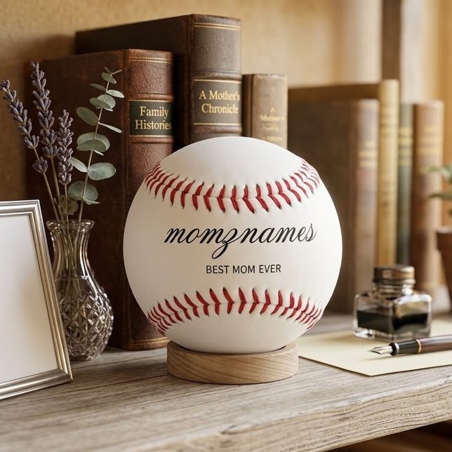 Personalised Best Mum Ever Calligraphy Name Softball (Creator Uploaded)