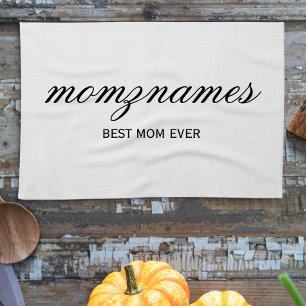 Personalised Best Mum Ever Calligraphy Name Tea Towel