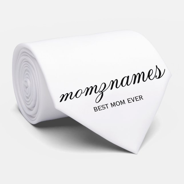 Personalised Best Mum Ever Calligraphy Name Tie (Rolled)