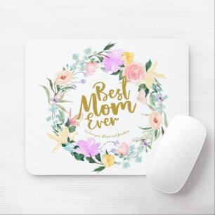 Personalised Best Mum Ever Floral Mouse Pad