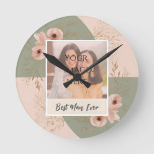 Personalised “Best Mum Ever” Floral Wall Clock 