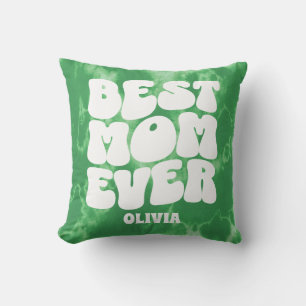 Personalised Best Mum Ever Green Tie Dye  Cushion