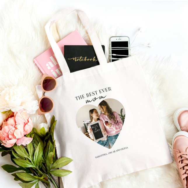 Personalised Best Mum Ever Heart Photo  Tote Bag (Creator Uploaded)