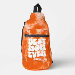 Personalised Best Mum Ever Orange Tie Dye Sling Bag
