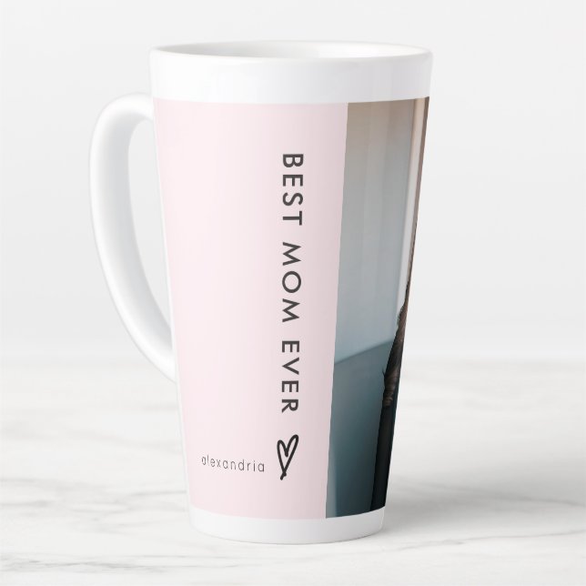 Personalised Best Mum Ever Photo Mug in Pink (Left Angle)