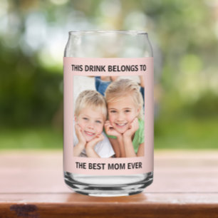  Personalised Best Mum Ever Photo Pink Can Glass