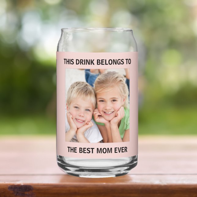  Personalised Best Mum Ever Photo Pink Can Glass (Creator Uploaded)