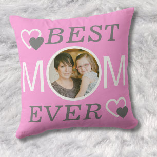 Personalised Best Mum Ever Pink Mothers Day Photo Cushion